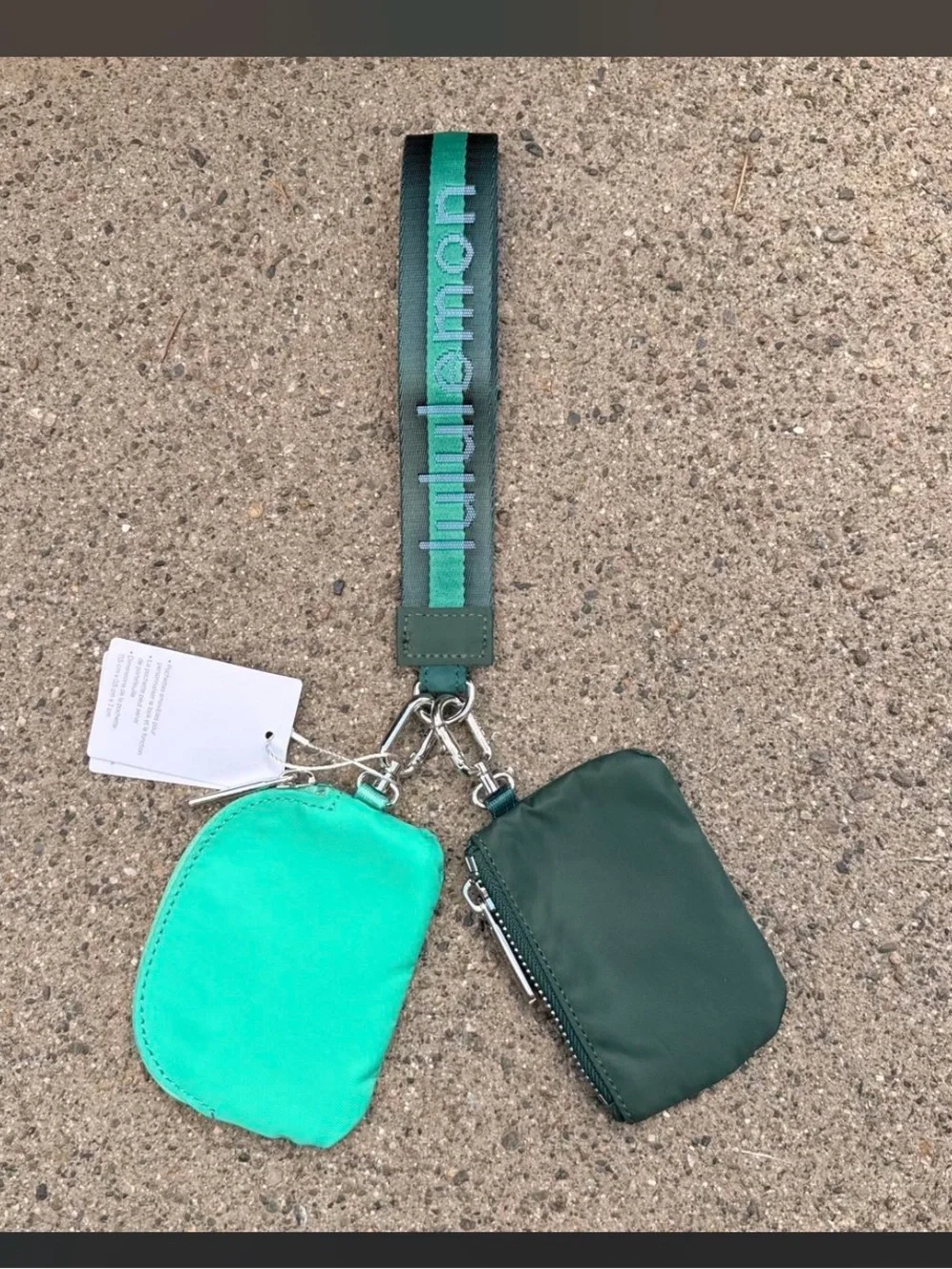 lululemon athletica Teal & Aqua Wristlet Keychain Dual Pouch Set